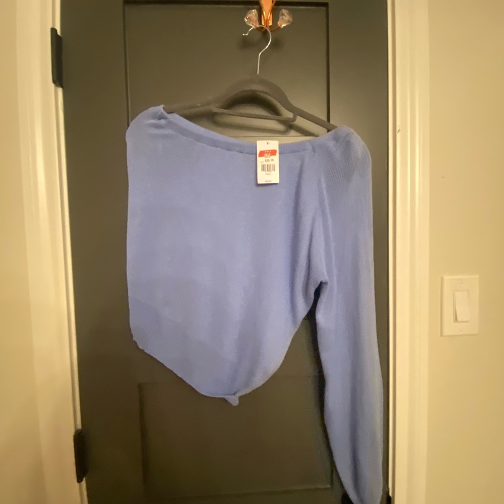 One shoulder blue top